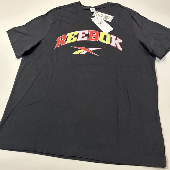 Reebok Spellout Logo Shirt Adult Extra Large XL Black Short Sleeve Basketball - Picture 8 of 12